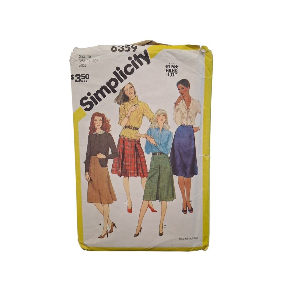 Vintage Simplicity 6359 Misses Skirts pleats inverted flared Size 16 Uncut